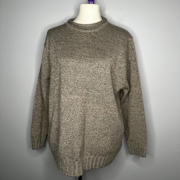 Basic Editions Plus Size Vintage Sweater Knit Pullover Neutral Brown Warm - Picture 1 of 5